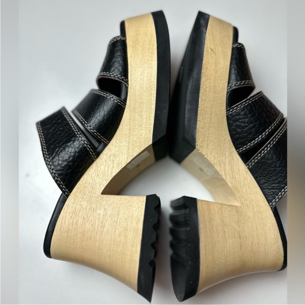 Miista Deanne Black Leather Chunky Wood Platform Sandals – 8.5 - Picture 5 of 12